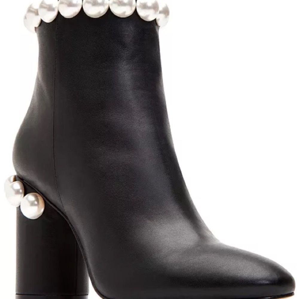 Katy Perry Collections Black Ankle Boots with Pearl Accents